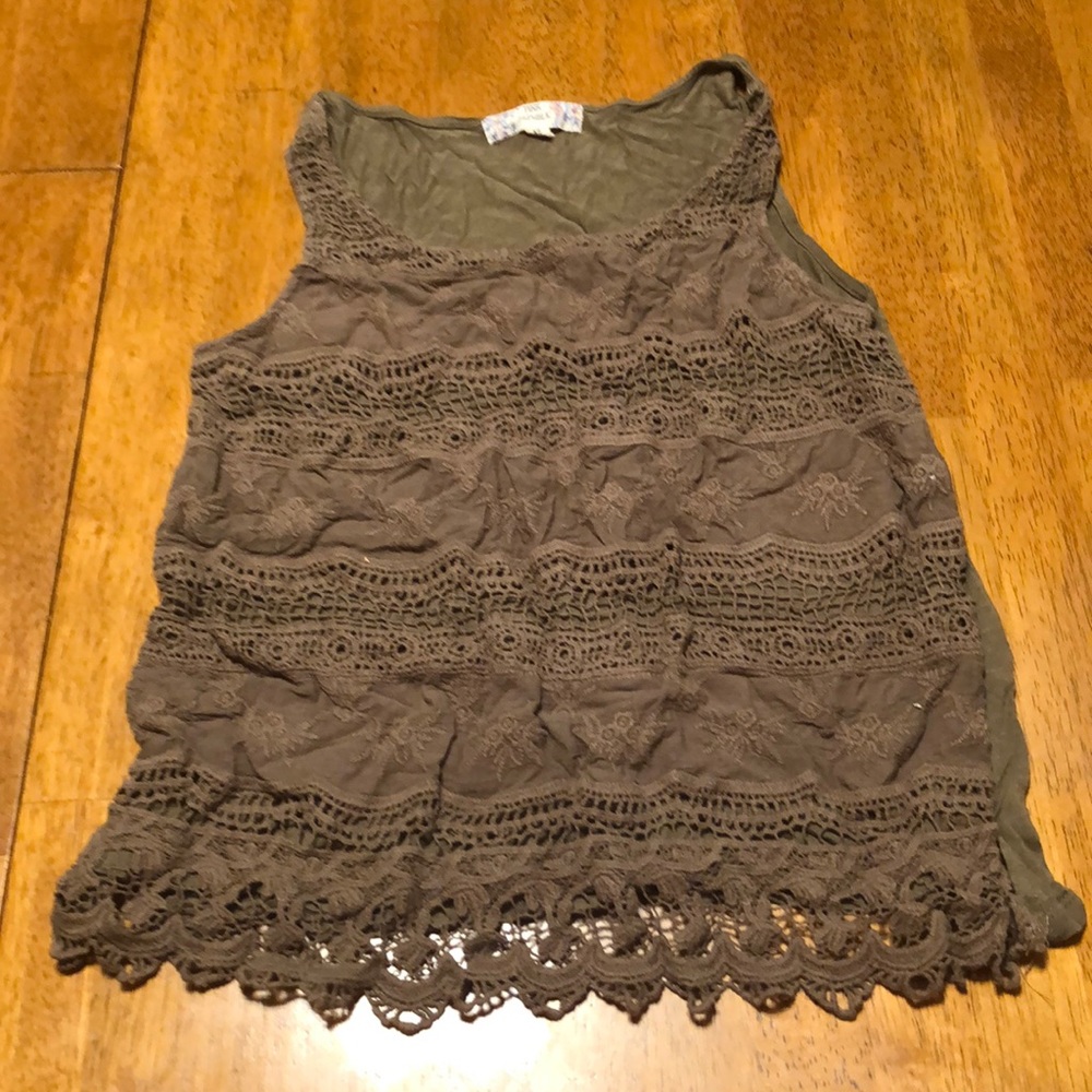 Dark green lace tank top